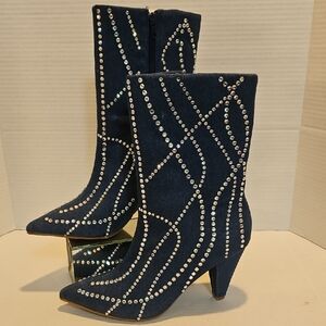 Elegant Blue Rhinestone Women's Boots